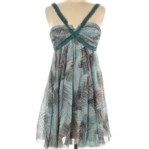 BCBGMAXAZRIA Silk Blend Casual Dress Feather Print